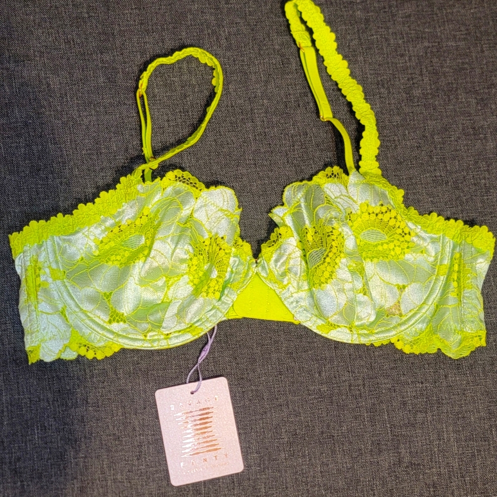 NWT Fenty X Savage Lace Underwire Bra in Neon Yellow 38C